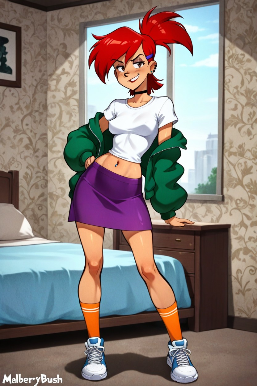Full Body, Long Neck, Green Jacket Hentai AI Porn