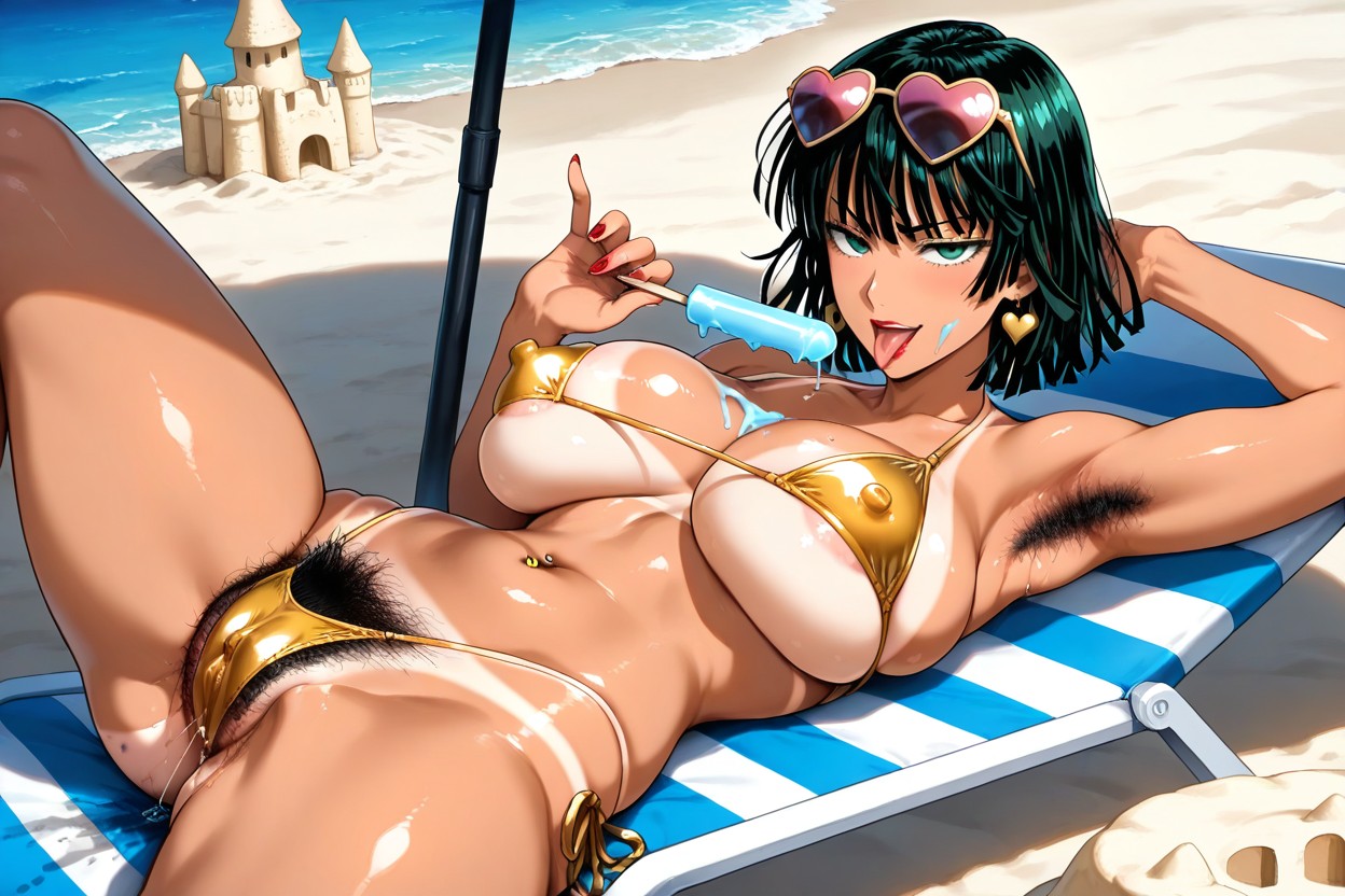 One Arm Lifted Up, Cameltoe, Low-rise Bikini Hentai AI Porn