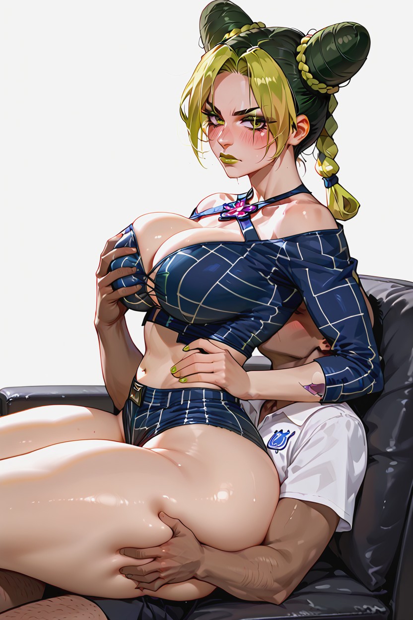 Couch, Jolyne Gets Her Ass Groped By Man, Beautiful Booty Hentai AI Porn