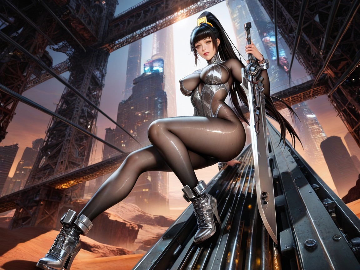 Eve From Stellar Blade, Desert Canyon City, Desert Cliff City AI黄漫