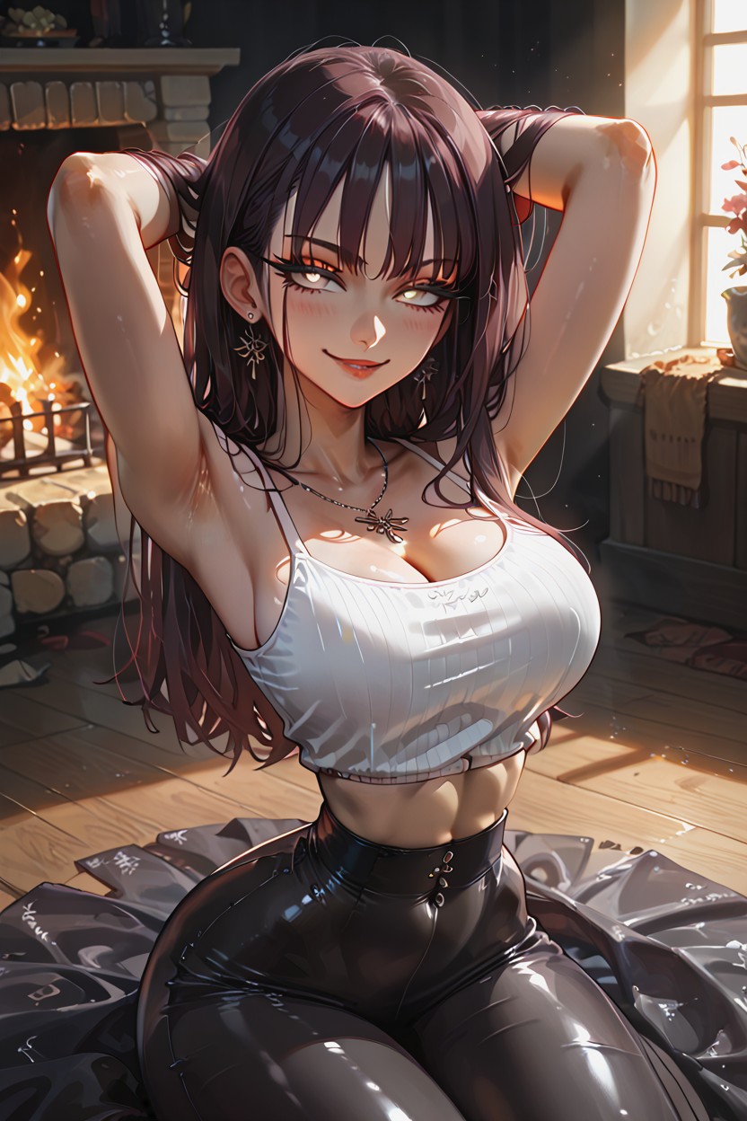 Ultra Tight Waist, Smug Expression, Hourglass Body Type Hentai AI Porn