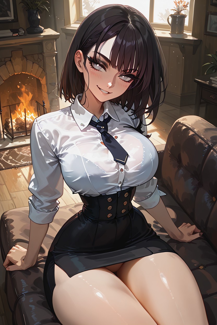 Sleek Stomach, Thighs Completely Exposed, Uniform Hentai AI Porn