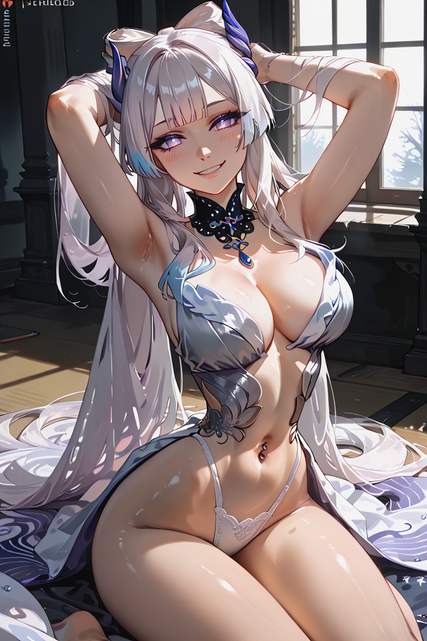 Mischievous (smiling While Blushing), Very Tapered Waist, Cute Hentai AI Porn