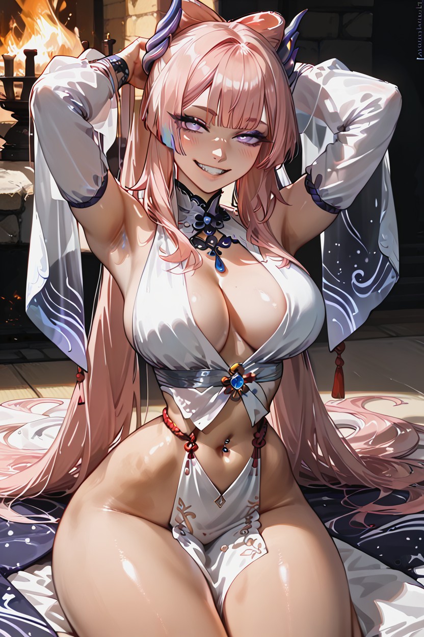 Waist, Wearing Her Original Outfit, Shiny Hair Hentai AI Porn