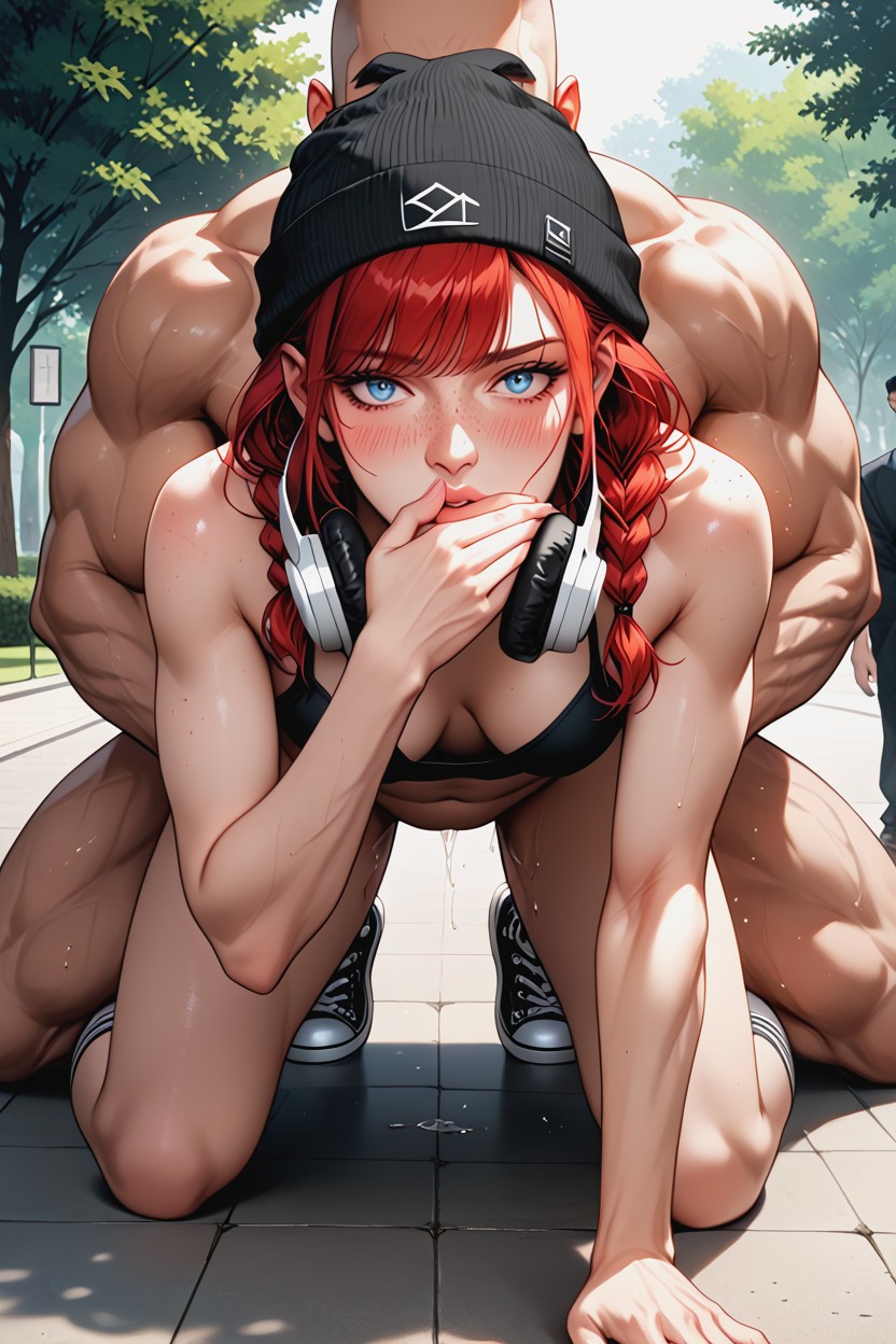 Glossy Lips, Huge Male, Small Breasts Hentai AI Porn
