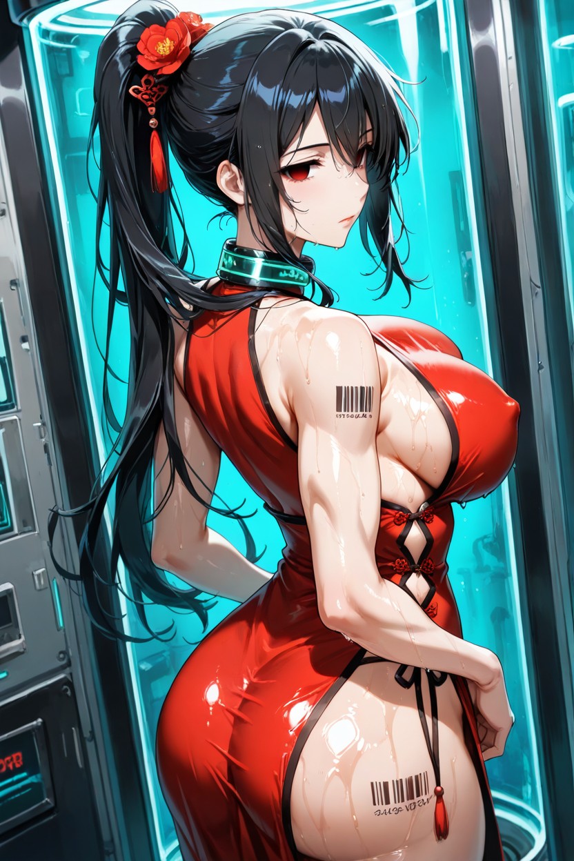 Big Breasts, Red_dress, Super Detailed Face Hentai AI Porn