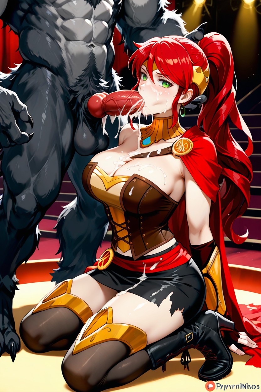 Red Hair, Excessive Cum, Sucking Penis Hentai IA
