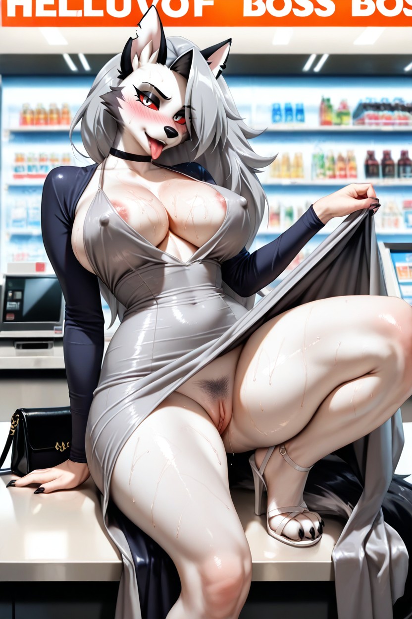 Convenience Store, Arched Back, Cashier Counter Hentai AI Porn