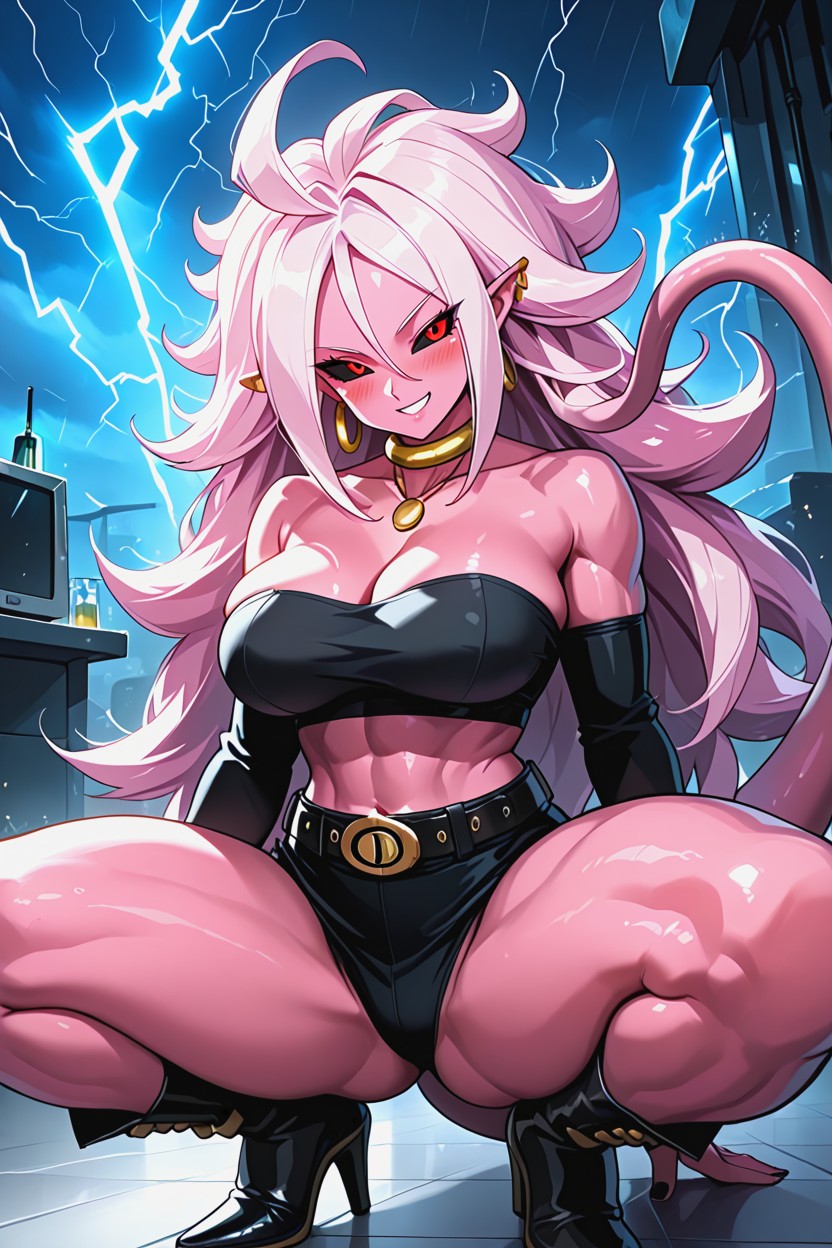 And She Has A Long, Mischievous (smiling While Blushing), Side View Hentai AI Porn