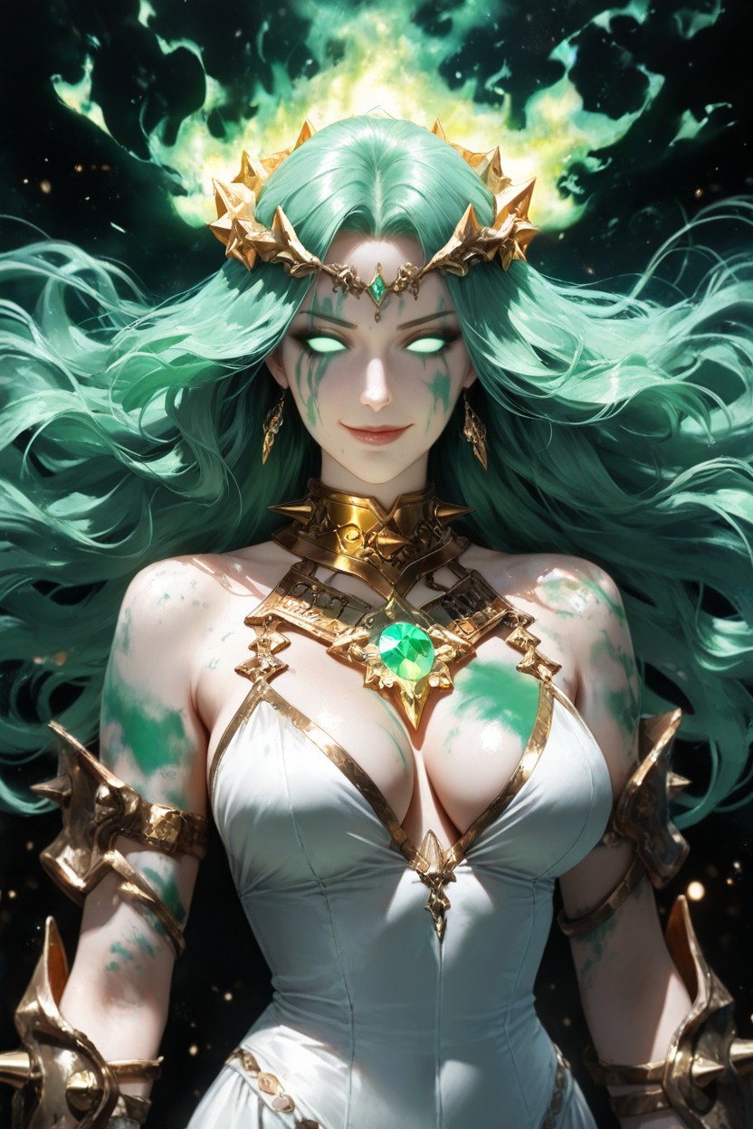 Ethereal Cool-white Internal Light, Calm Smile Her Large, 18+ Hentai AI Porn