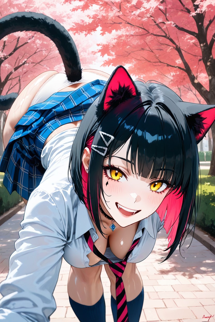 Black Outer Hair, Perfect Genitals, Legs Together Hentai AI Porn