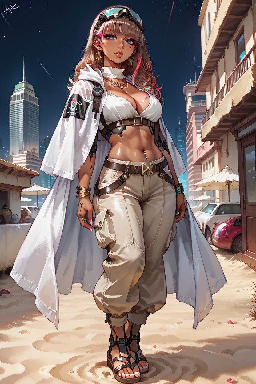 Cyborg Camel, Wide Angle, Futuristic Sleeveless White Shirt Hentai AI Porn