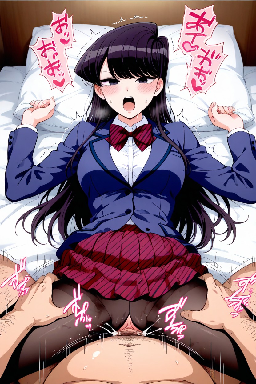 Black Eyes, Long Hair, Striped Bow Hentai AI Porn