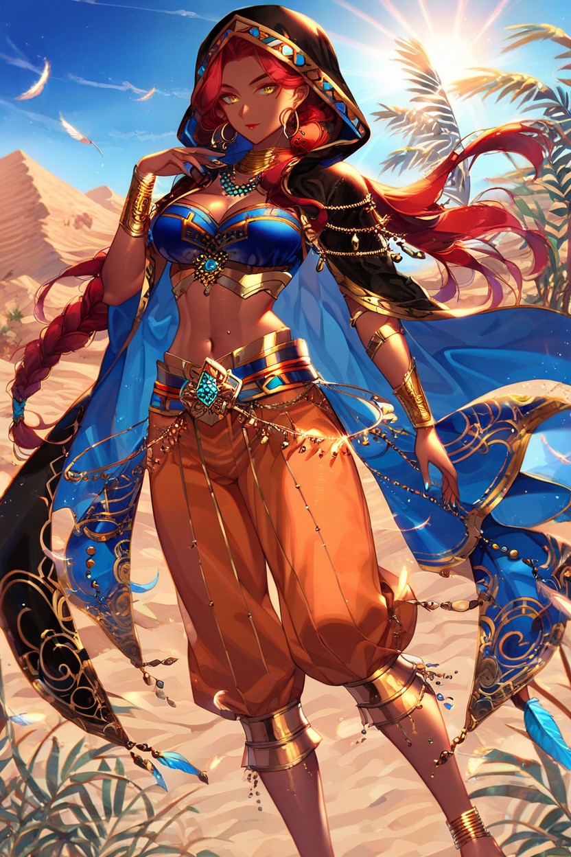 Turquoise Elements, Yellow Eyes, Layered Garments Hentai AI Porn