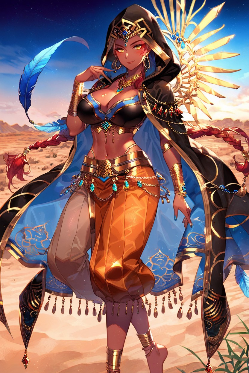 Large Hips, Rust-orange Skirt, Dark Eyeliner Hentai AI Porn