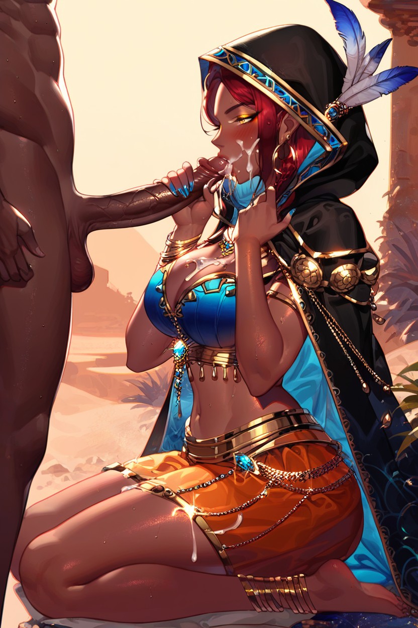 Blowjob (3rd Person), Intricate Patterns, Sweat Hentai AI Porn