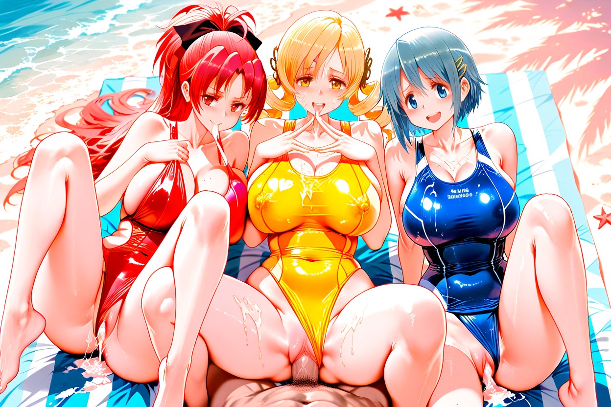 Only Three Women, Smile, On A Beach Hentai AI Porn
