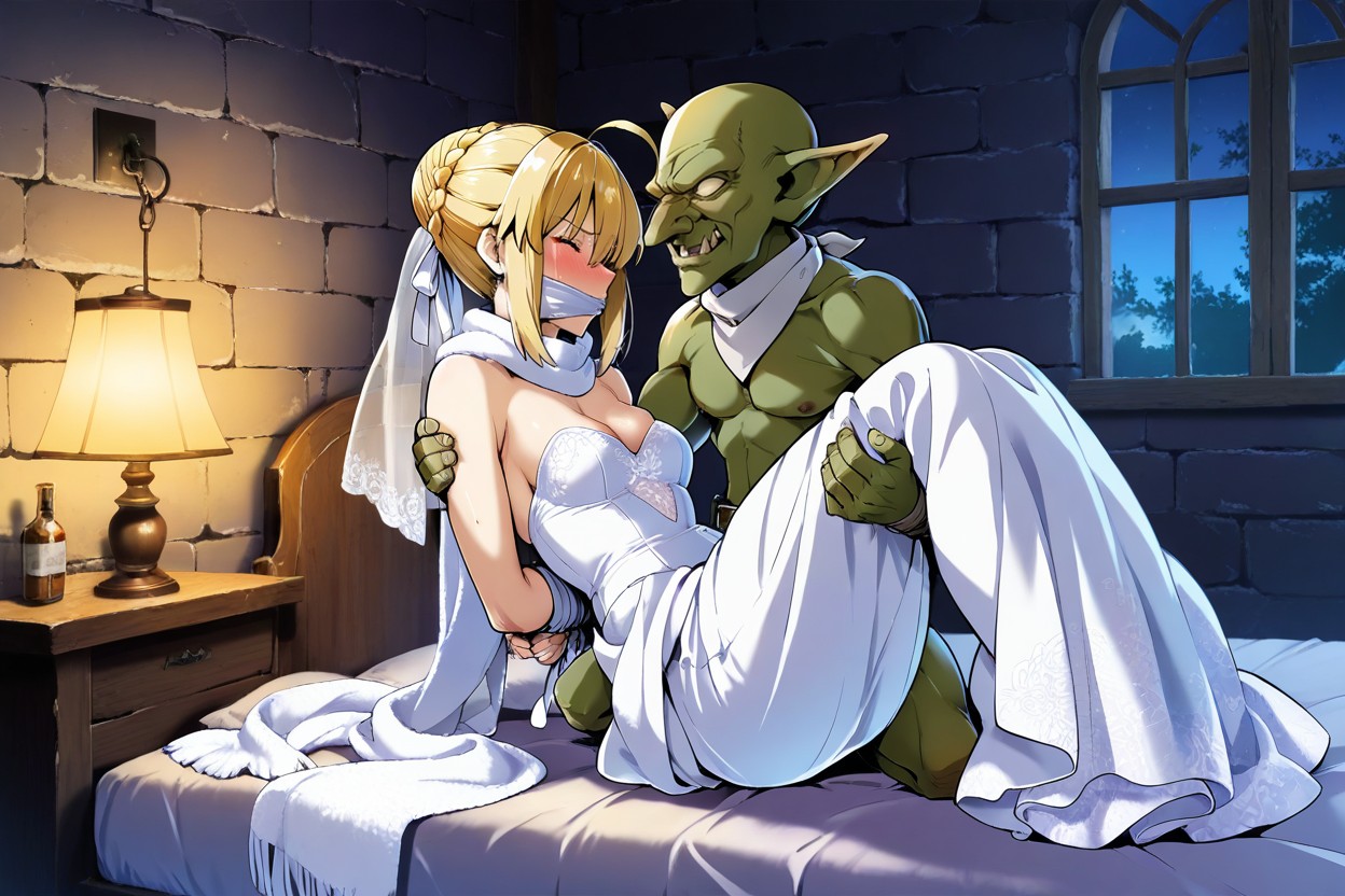 Female In Wedding Dress, Night, Side View Hentai AI Porn