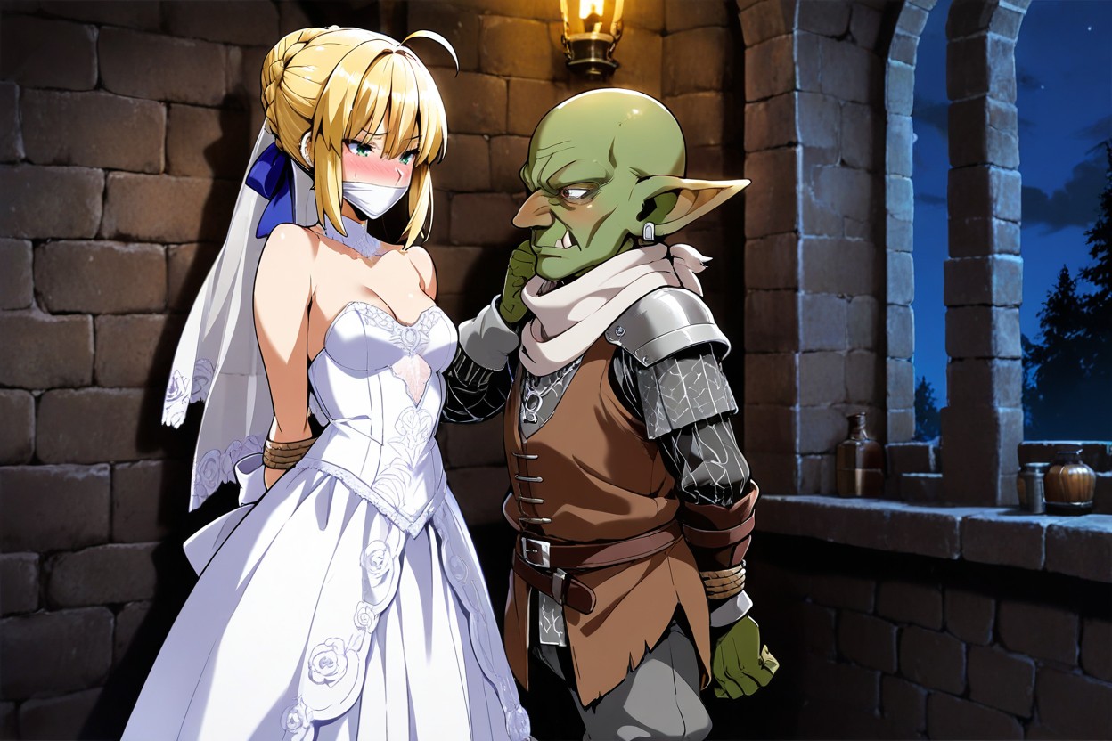 Front View, In Medieval Churh, Arms Behind Back Hentai AI Porn