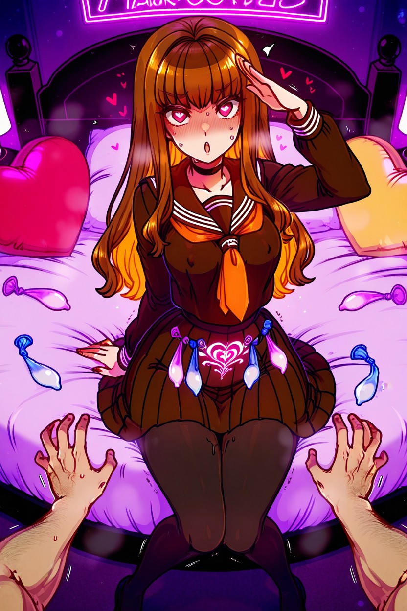 Love Hotel Bedroom, Pov, Lots Of Pink Heart-shaped Pillows Hentai AI Porn