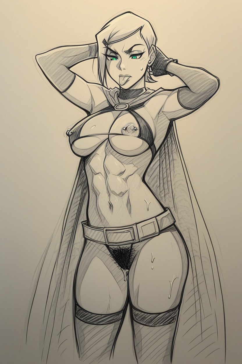 Hands Raised, Tongue Out, Bikini Hentai AI Porn