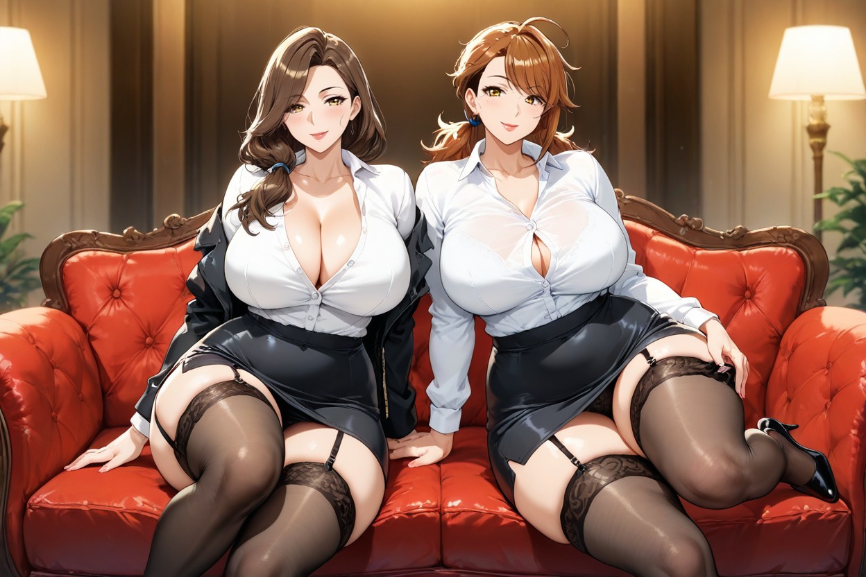 Happy, Thick Thighs, Slightly Unbuttoned Hentai AI Porn