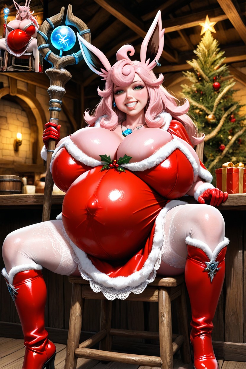 Puffed Cheeks, Earrings, Wigglytuff Ears Hentai AI Porn