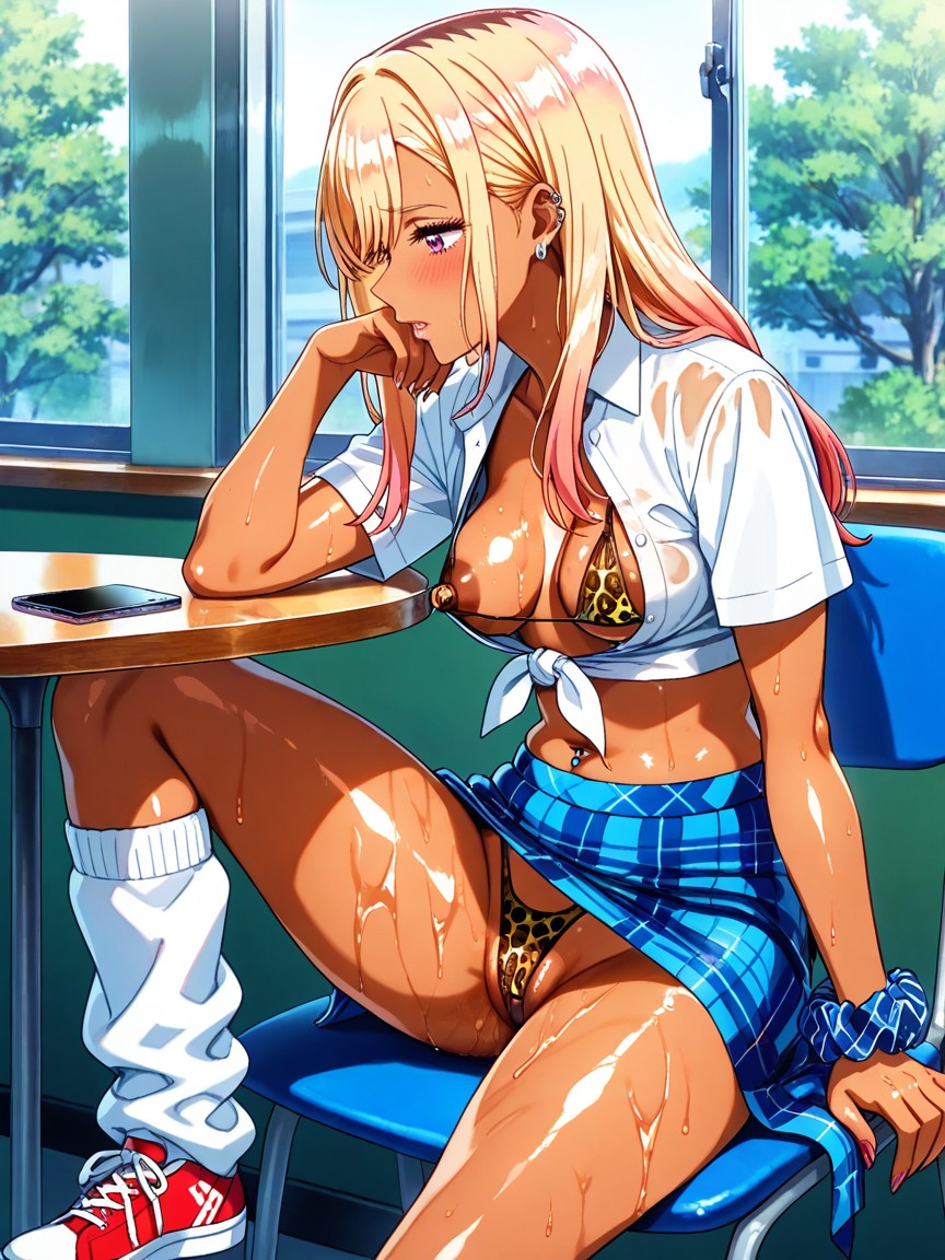 Horny, Small Ass, Blue Tartan Skirt Hentai AI Porn