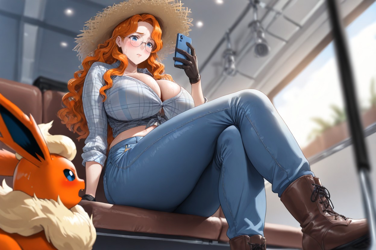 Blurry Foreground, Blushing, Curvy Hentai AI Porn