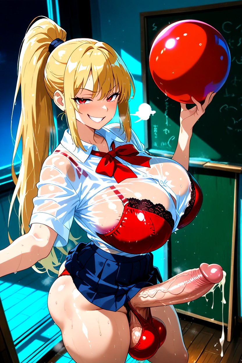 Crotchless Panties, Evil Grin, Solo Futanari Hentai AI Porn