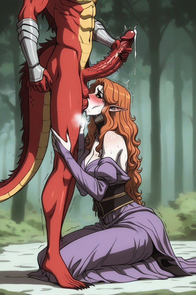 High Ponytail, Semen Dripping, Open Mouth Hentai AI Porn