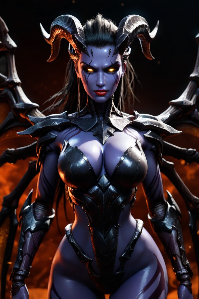 Epic Fantasy Style, Nude, Large Almond-shaped Eyes With Glowing Yellow Irises And Black Sclera Hentai AI Porn
