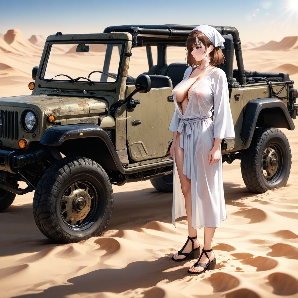 Skinny, Side View, In Sand Desert Hentai AI Porn
