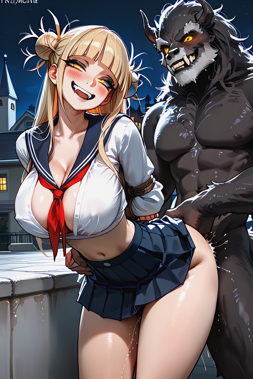 Fucked From Behind By A Colossal Werewolf Standing Doggystyle, Midriff Exposed, Gigantic Perfect Boobs Hentai AI Porn