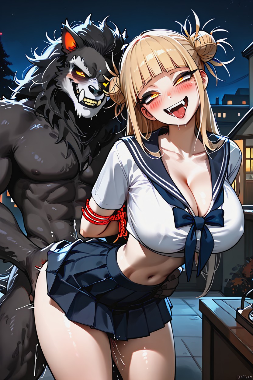 Looking At Viewer, Evil Grin, Arms Behind Back Hentai AI Porn