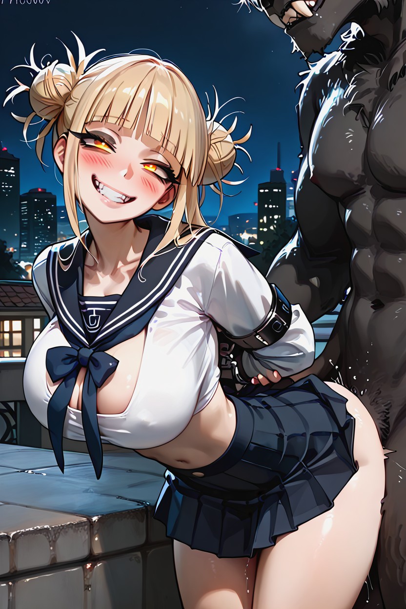 Glowing Eyes, Mischievous (smiling While Blushing), Erect Nipples Hentai AI Porn