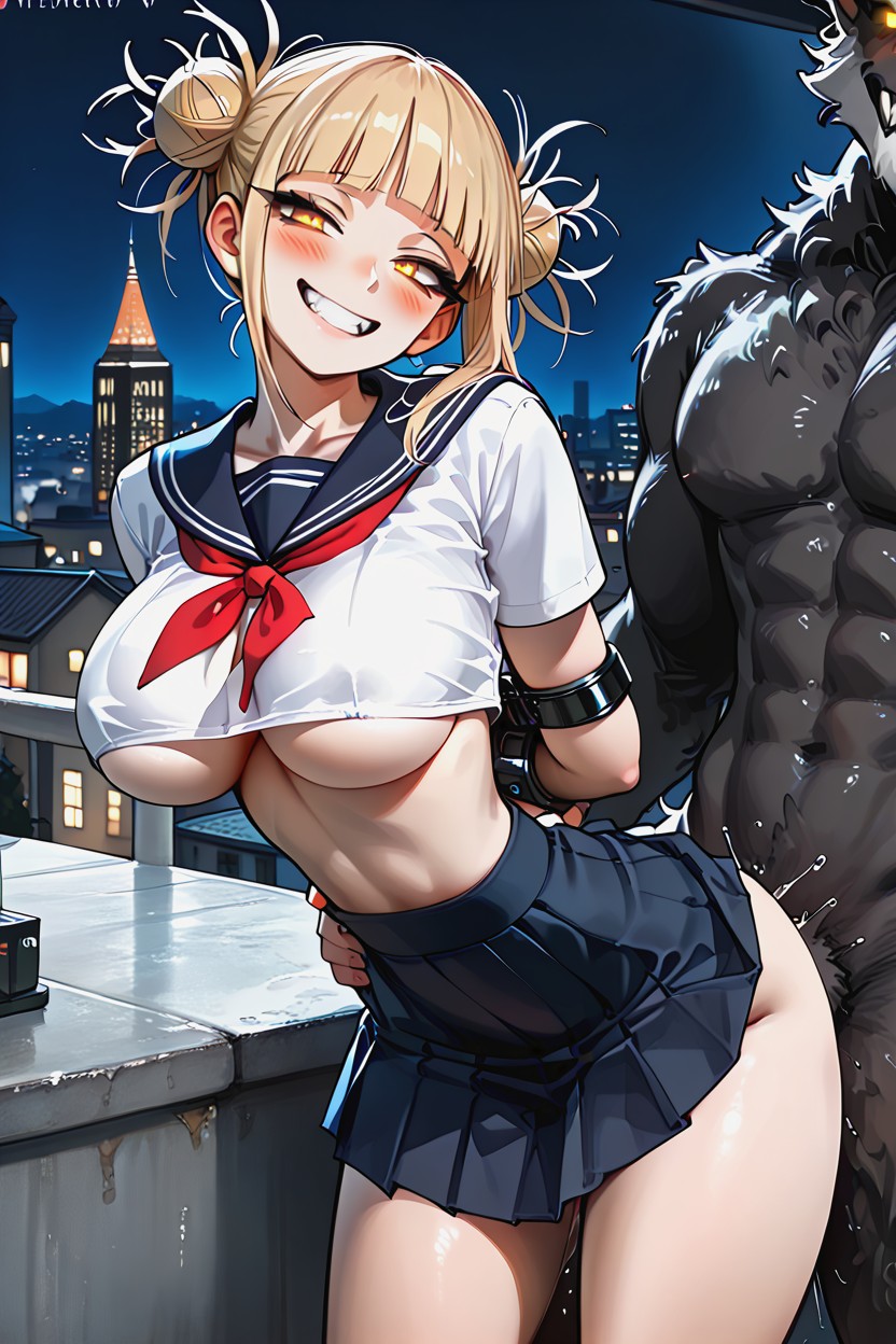 Untied Sailor Uniform, Waist, Detailed Stomach Hentai AI Porn