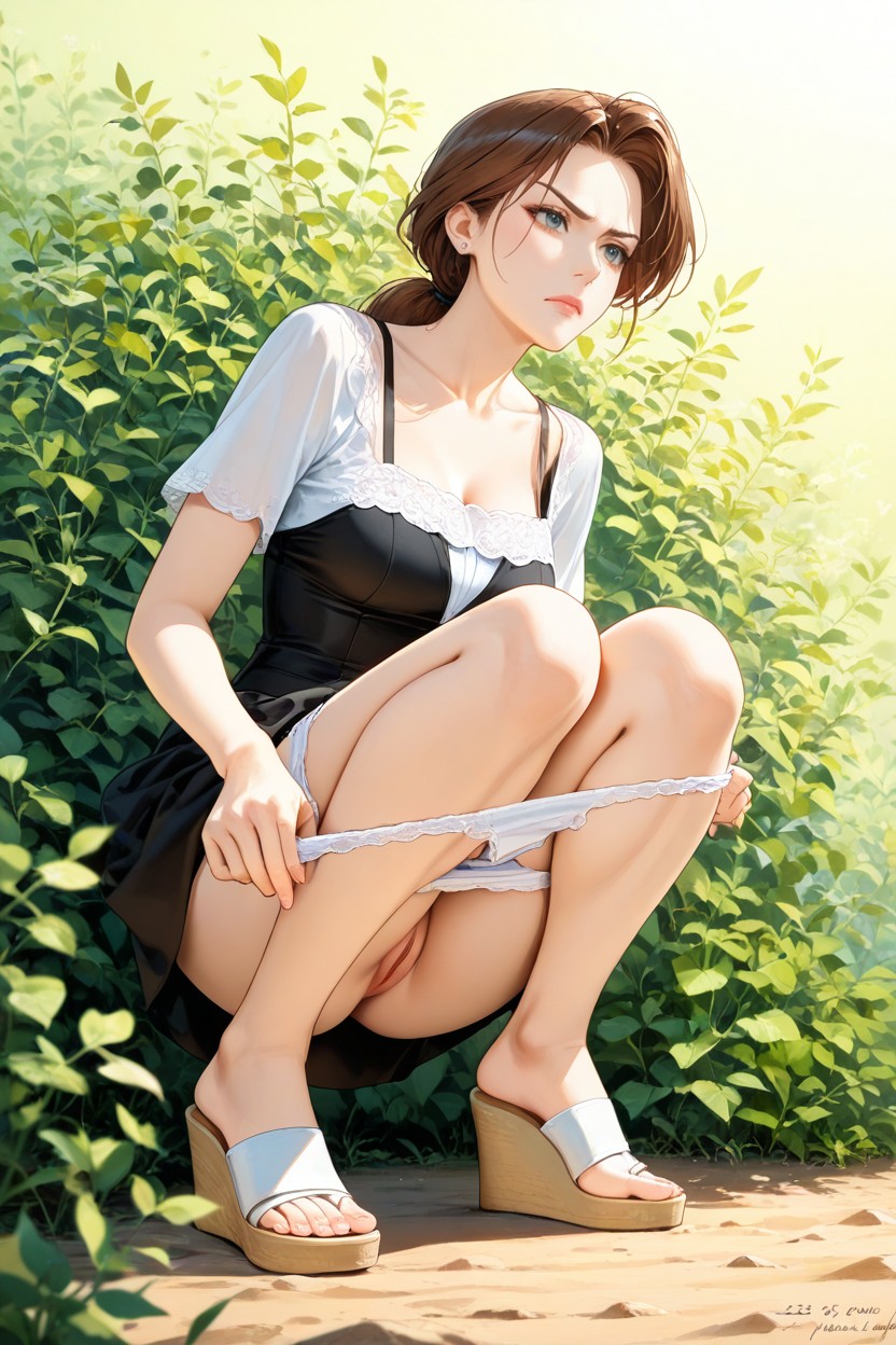Alone In Frame, Knees Together Feet Apart, Dutch-angle View Hentai AI Porn