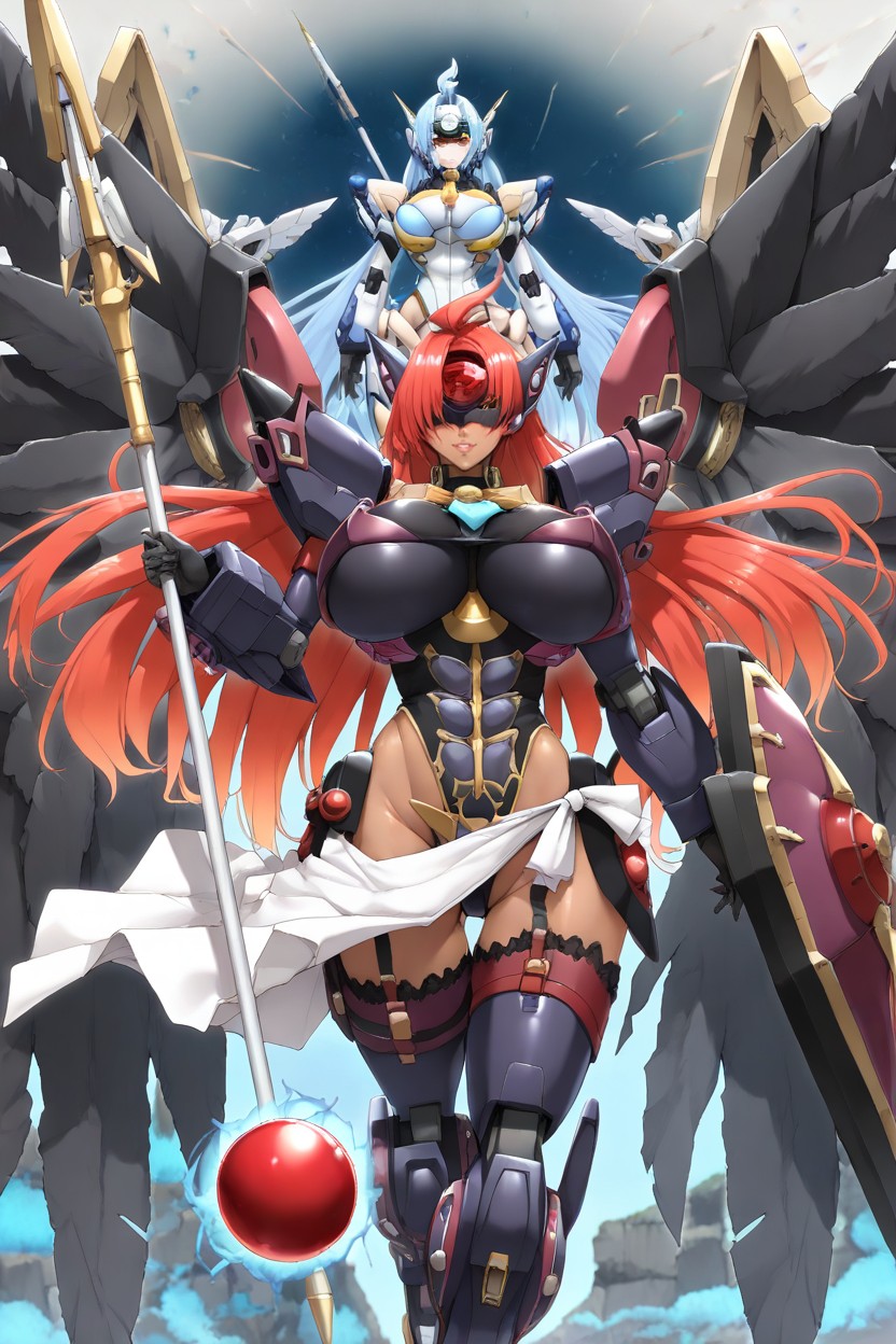 Jumping Mid Air, Big Ass, Metal Armor Gauntlets Hentai AI Porn