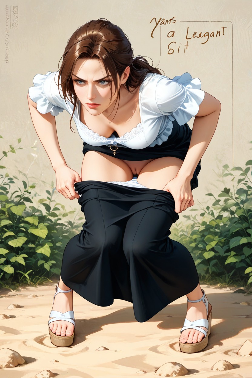 Slightly Layered, Lara Croft Teacher, Roadside In Tall Bushes Hentai AI Porn