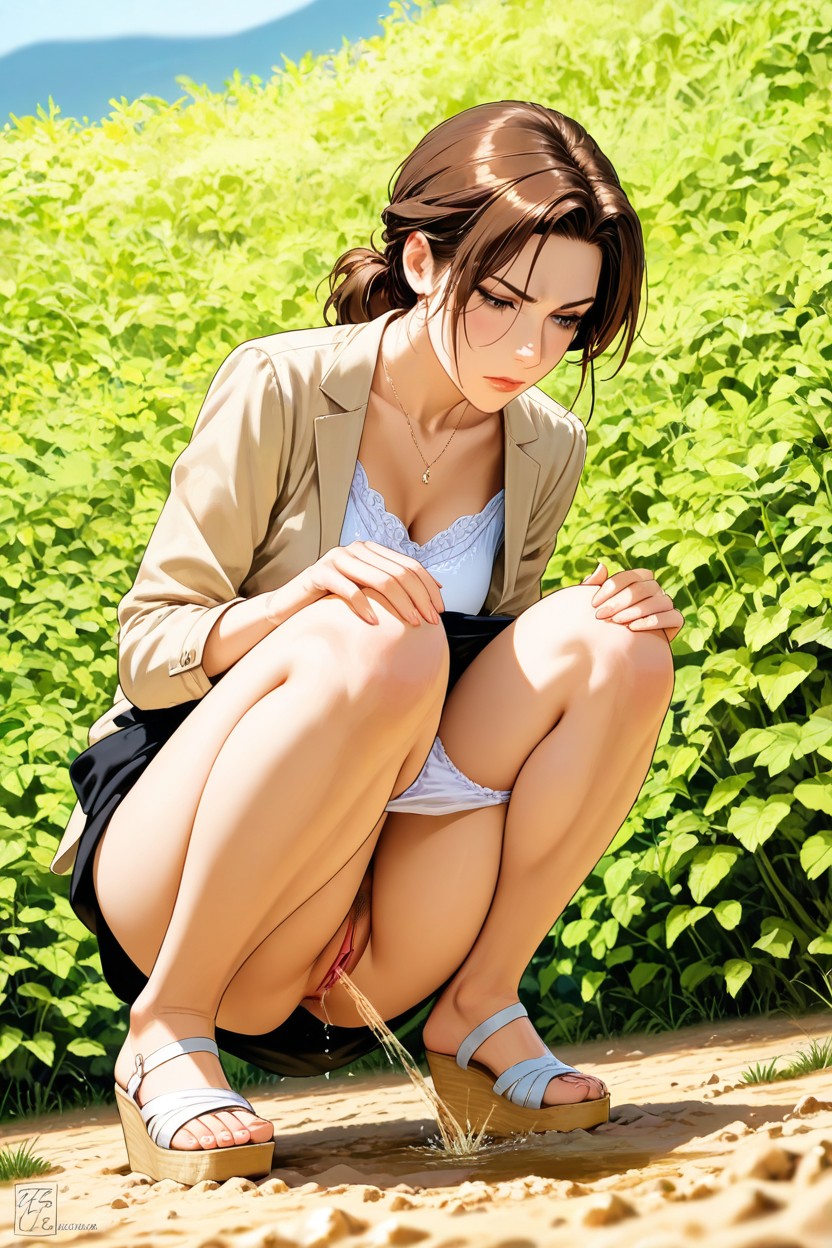 White Blouse, The Gets Up, Side View Hentai AI Porn