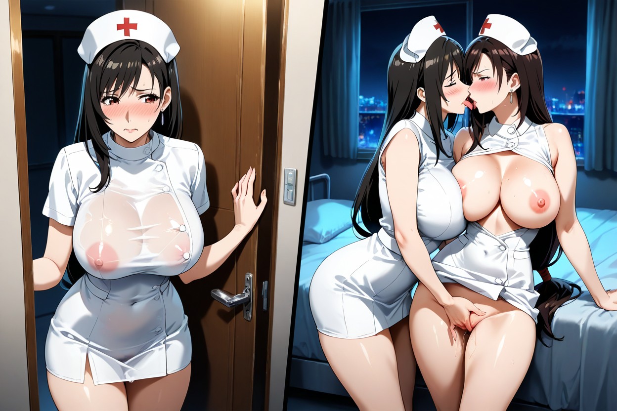 Pink Nipples, Huge Breasts, Sleeveless Nurse Uniform Hentai AI Porn