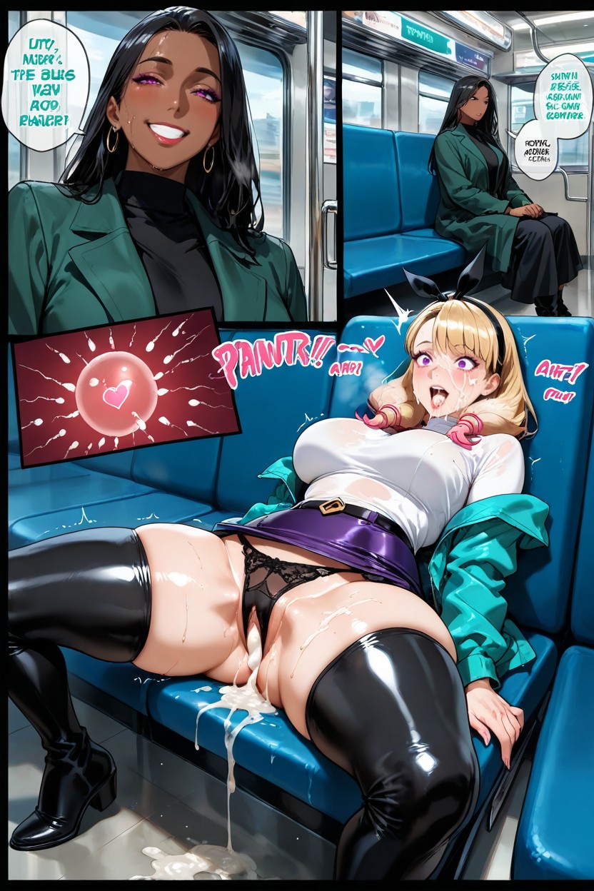 Wearing A Black Headband, Face Of Horror, Dripping Pussy Hentai AI Porn