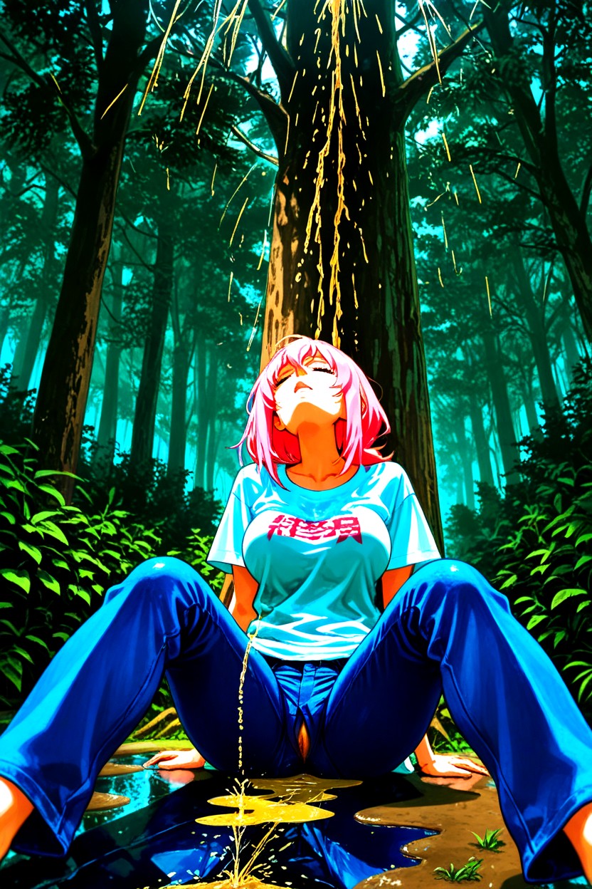 Stream Of Urine, Street, Front View From Below Hentai AI Porn