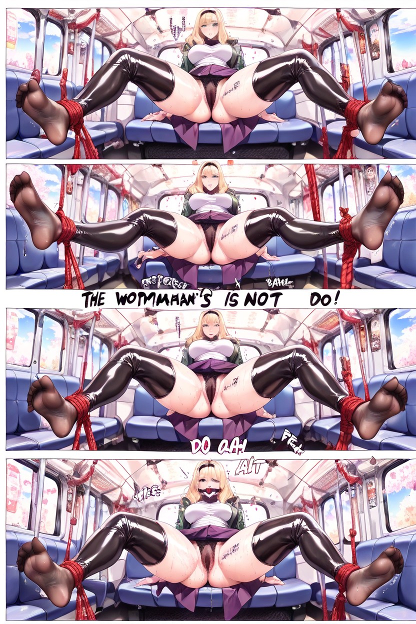 Legs Tied, Rope On The Ceiling, A Purple Miniskirt Hentai AI Porn