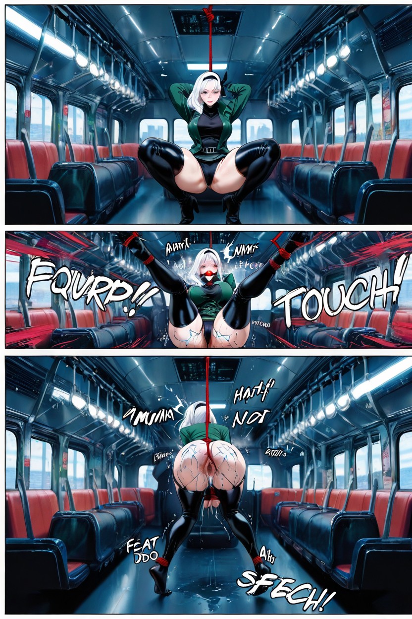 Sexy Black Panties Pulled Out, Very Flushed, Legs Spread Hentai AI Porn