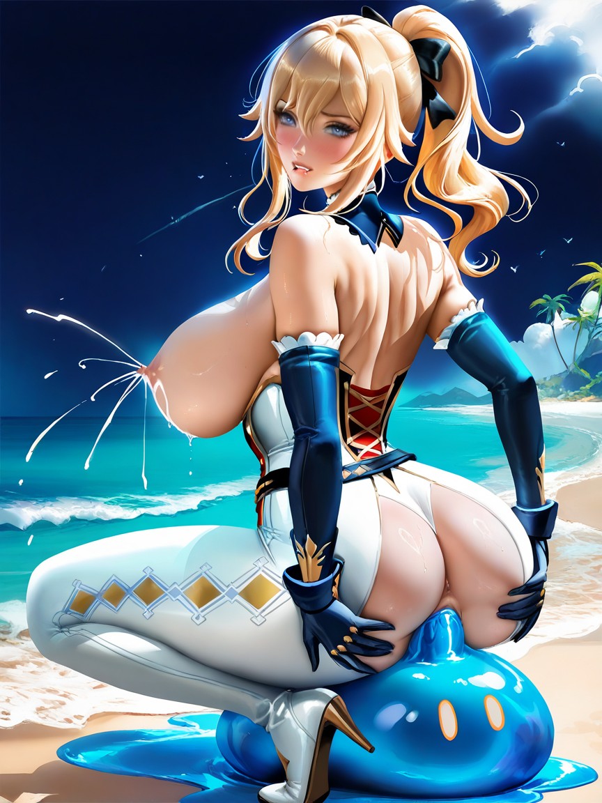 Lactating Nipples, Biting Lip, Skinny Hentai AI Porn
