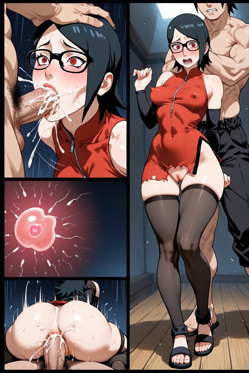 Precisely Merged Overlapping Forms, Red Eyes And Glasses, Shocked Hentai AI Porn