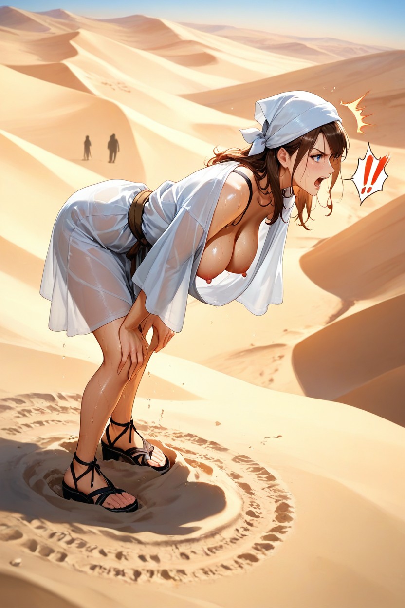 18+, Slightly Hunching Forward, Exclamation Mark Effect Hentai AI Porn