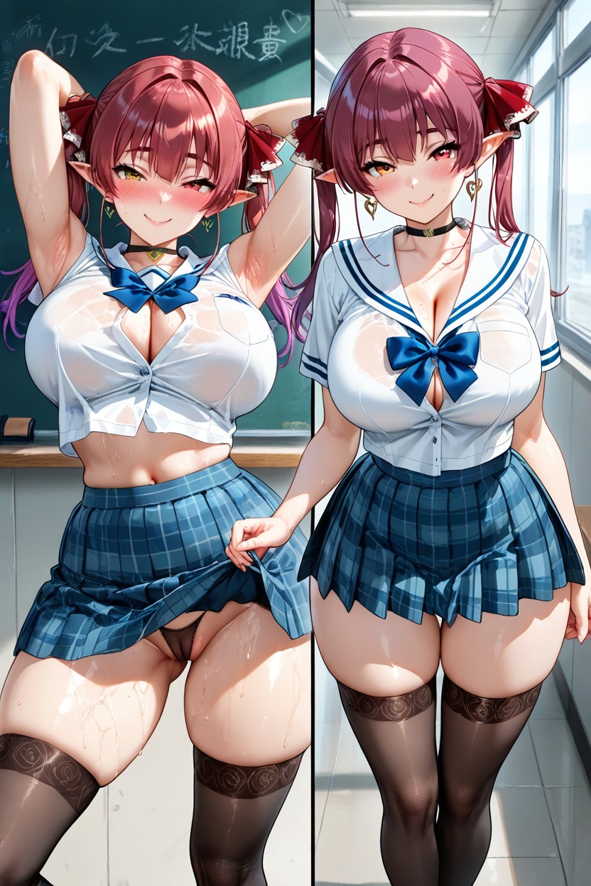 Japanese Morning Sound, Rear Side Of A Japanese Schoolbuilding, Twin Tails Hentai AI Porn